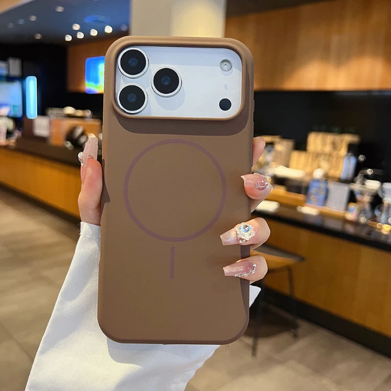 For Magsafe Magnetic Wireless Charging Luxury Solid Color Liquid Silicone Phone Case