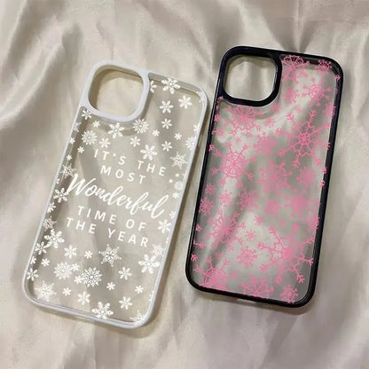 Snowflake English Pattern Clear Phone Case