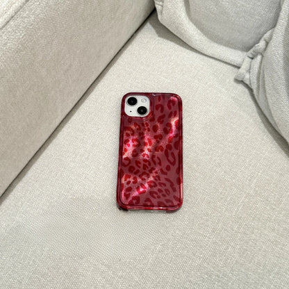 Retro Illusory Color Red Leopard Print Glitter Shockproof Protective Phone Case