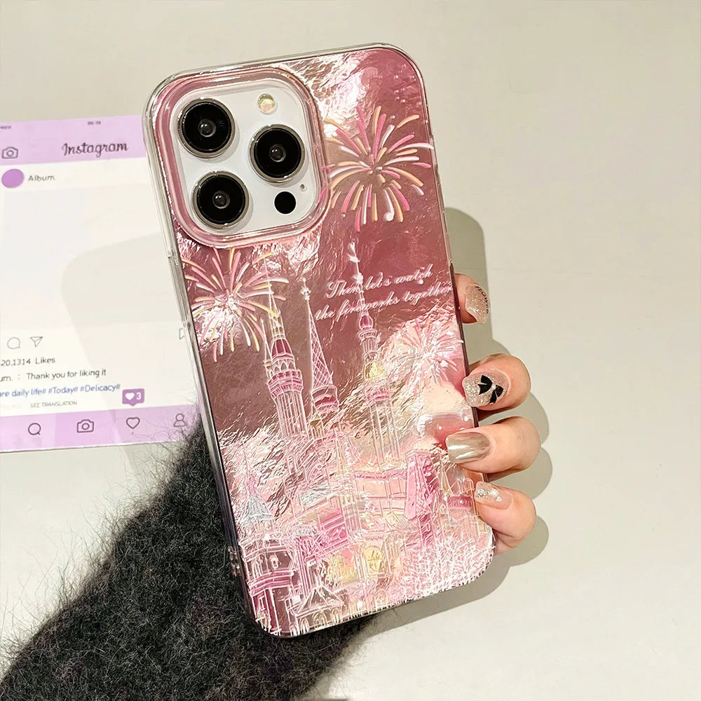 Fireworks Castle Laser Glitter Phone Case