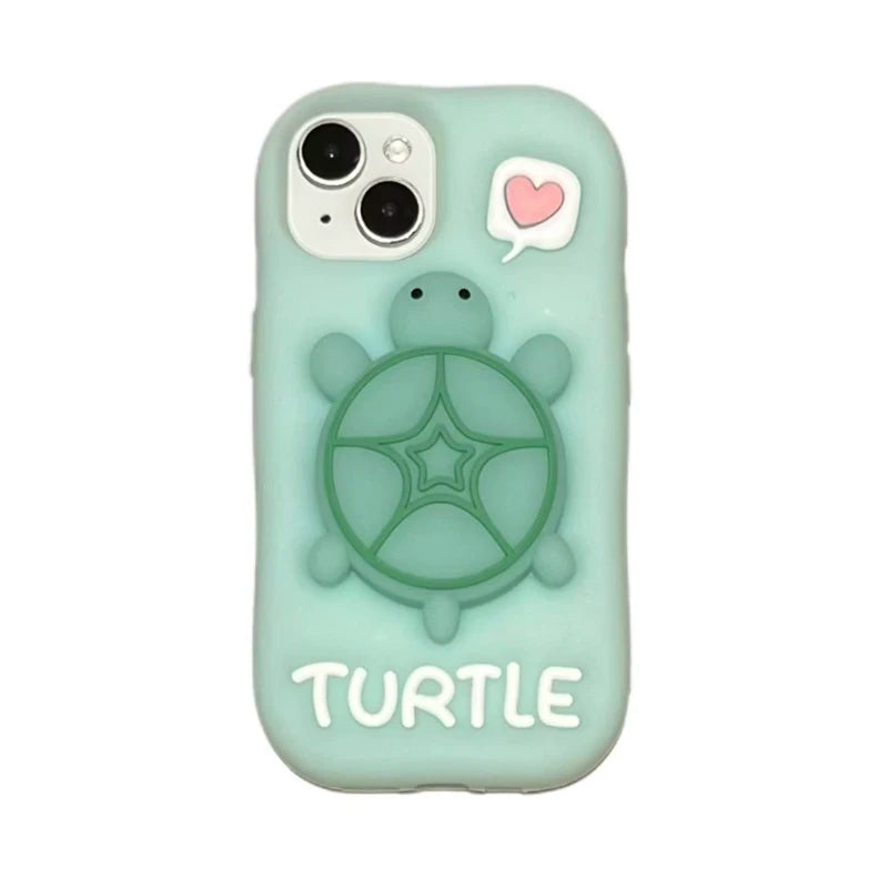 Cartoon Cute Luminous Turtle Kickstand Soft Silicone Phone Case
