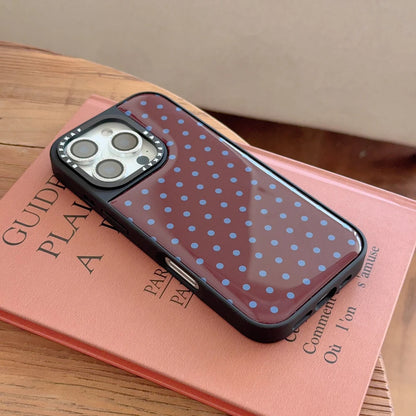 Luxury Ins Wine Red Polka Dots Black Edge Phone Case
