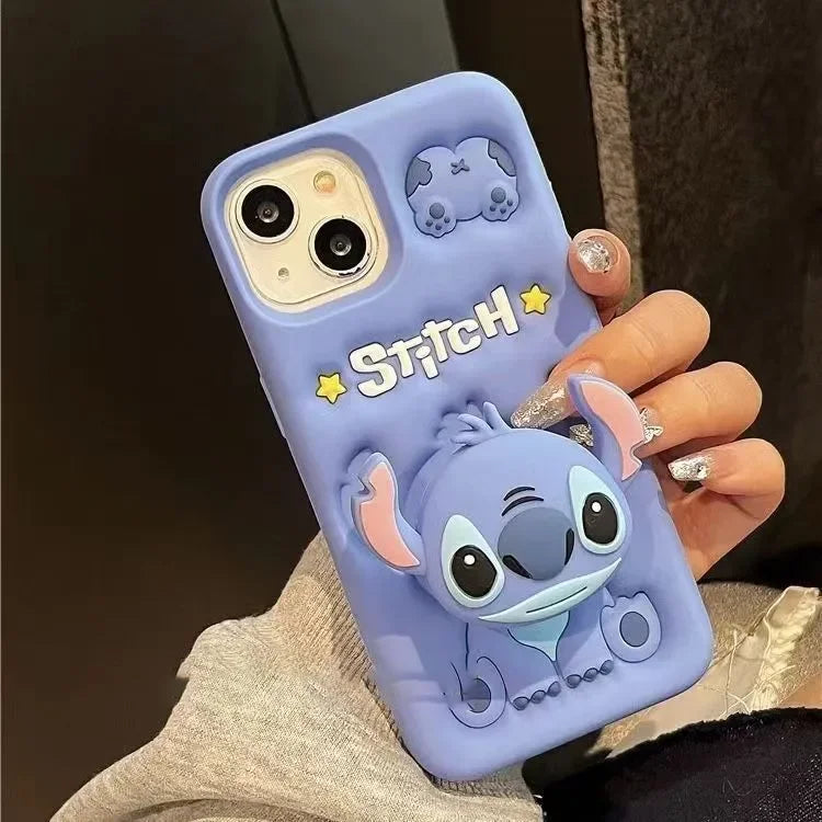 Cute Stitch Head Grip Tok Holder Silicon Soft Phone Case