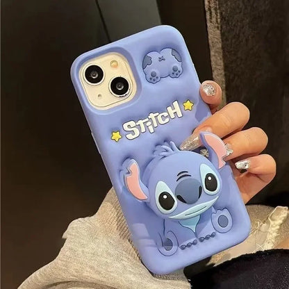 Cute Stitch Head Grip Tok Holder Silicon Soft Phone Case