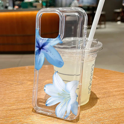Flower Summer Blue Lily Clear Phone Case