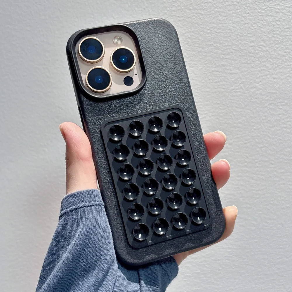 Luxury 3D Suction Cup Airbag Litchi Pattern Phone Case