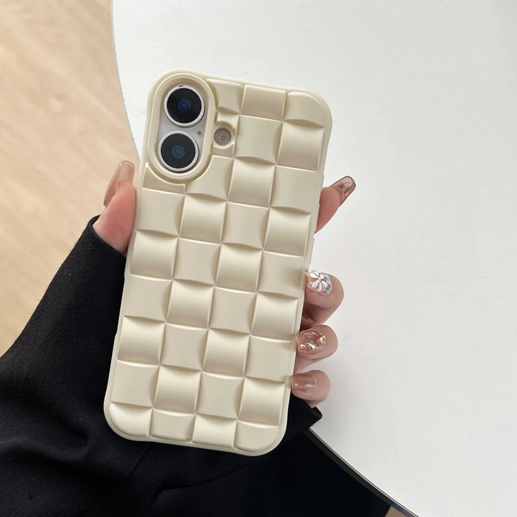 Personality Solid Color Matte Stereoscopic Weaving Pattern Shock Proof Phone Case