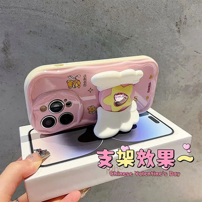 Pink Star Wing Holder Cartoon Soft Phone Case