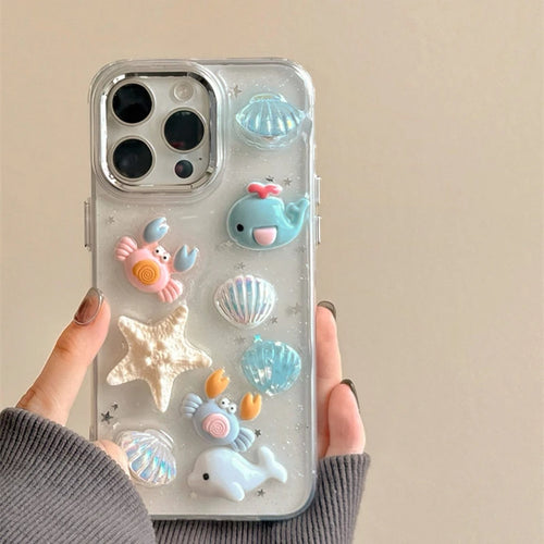 Cute 3D Seashell Starfish Conch Glitter Phone Case