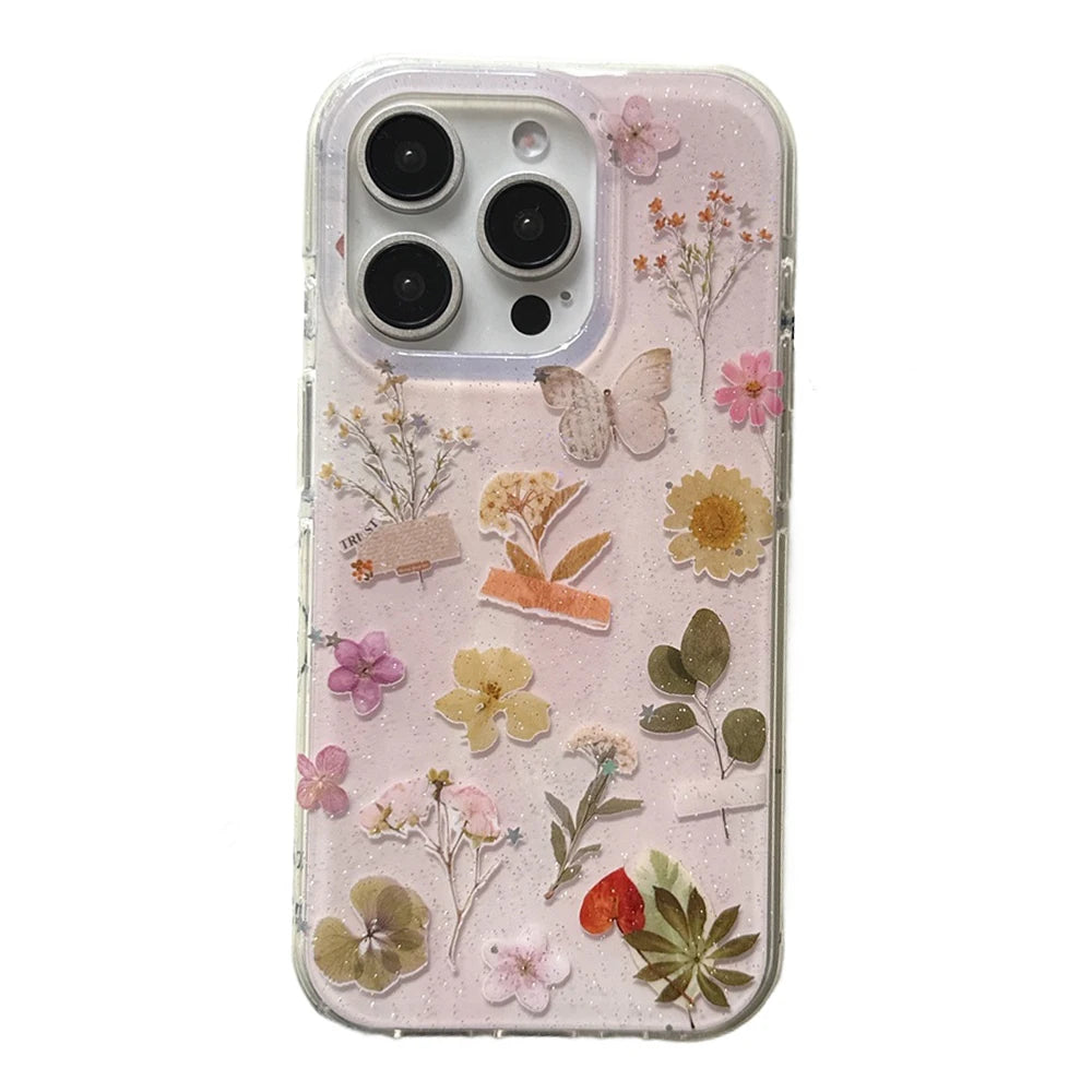 Cute Pressed Real Dried Flowers Phone Case