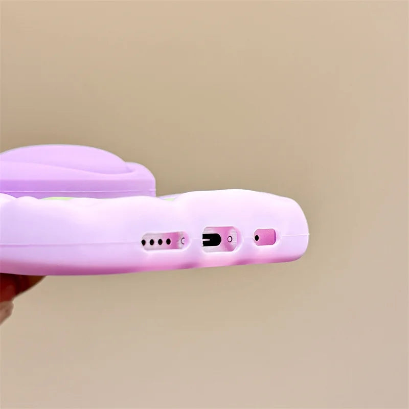 Cartoon 3D Purple Tulip Bracket Phone Case