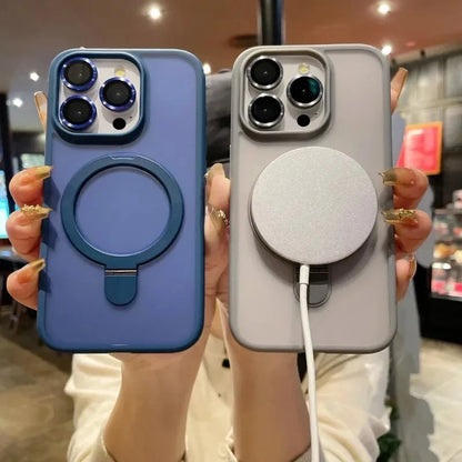 Matte Ring Holder Glass Lens Phone Case