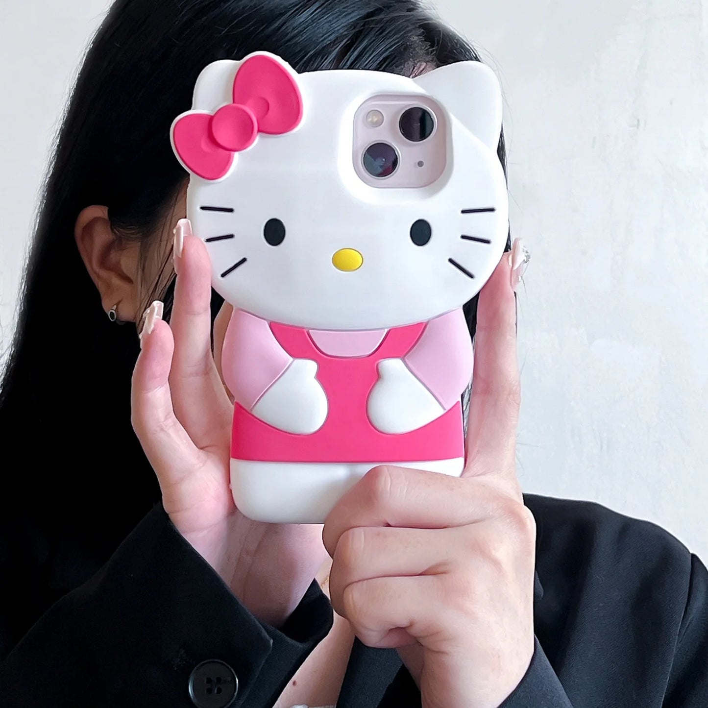 3D Cartoon Bowknot Hello Kitty Silicon Back Soft Phone Case