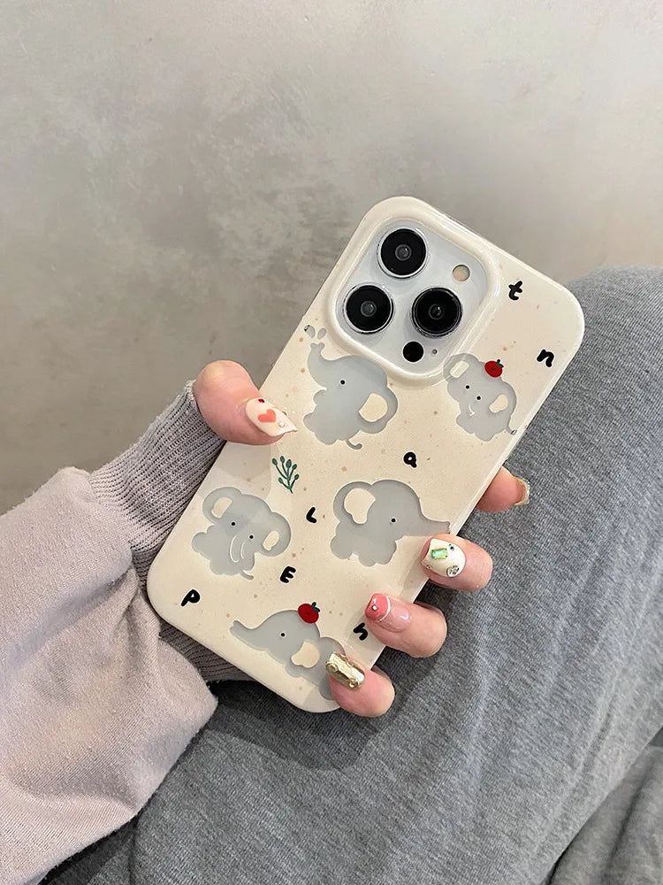 Cartoon Cute Hollow Out Elephant IMD Phone Case