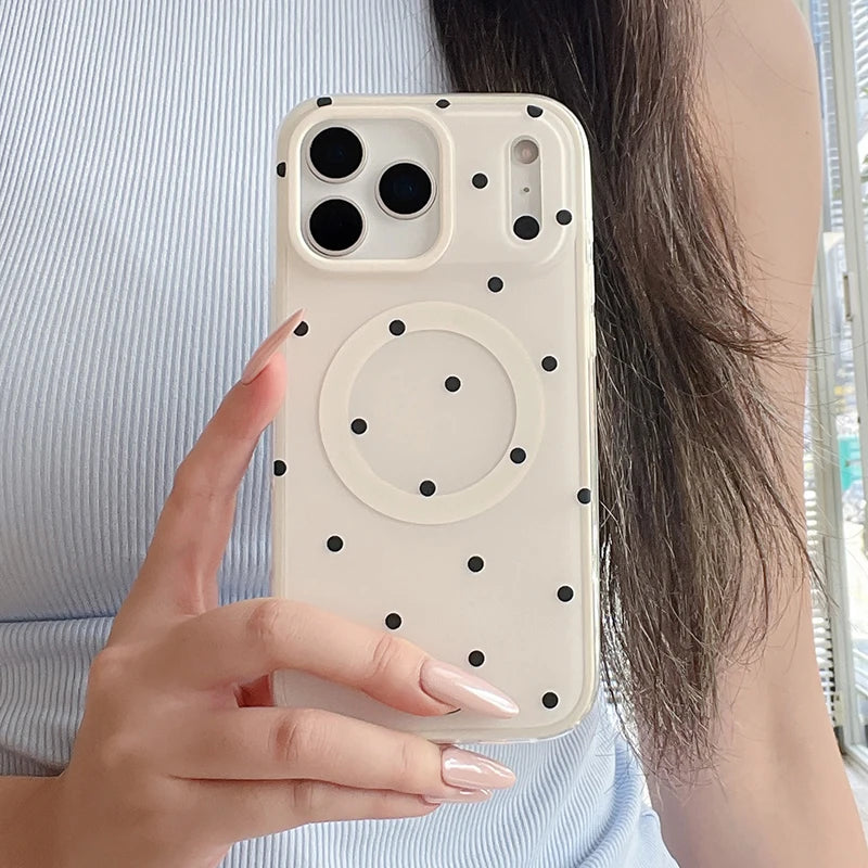 Ins Popular Polka Dot Magnetic Wireless Charging Phone Case