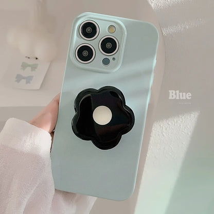 Luxury With Black Flower Bracket Holder Phone Case