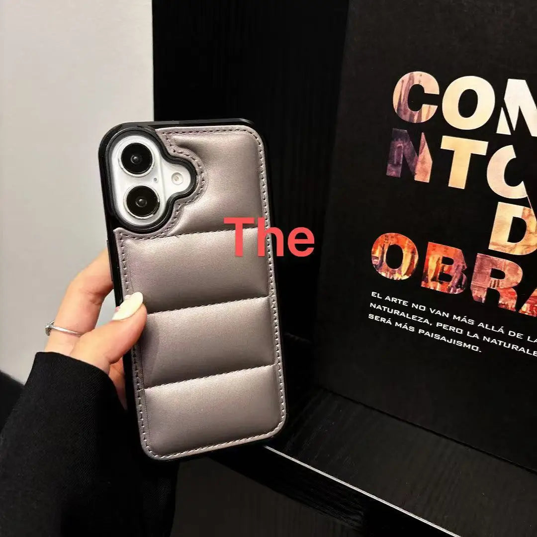Luxury Down Jacket Puffer Solid Color Phone Case