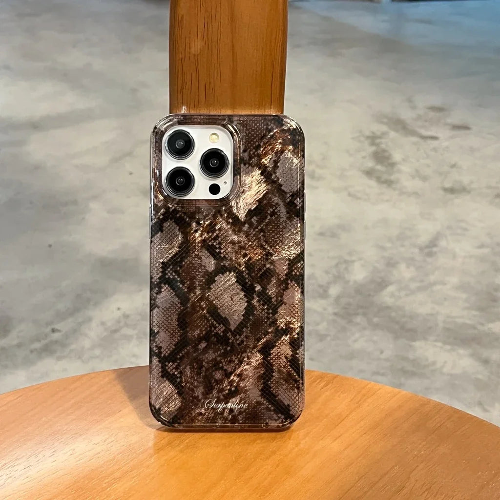 Personality Glossy Snake Skin Pattern Shockproof Protective Phone Cover Case