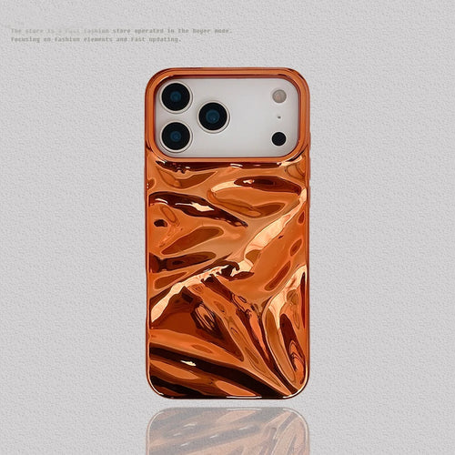 Luxury Plating Cosmic Orange 3D Water Ripple Pattern Phone Case