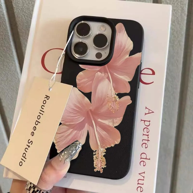 Pink Hibiscus Elegant High Aesthetic Phone Case