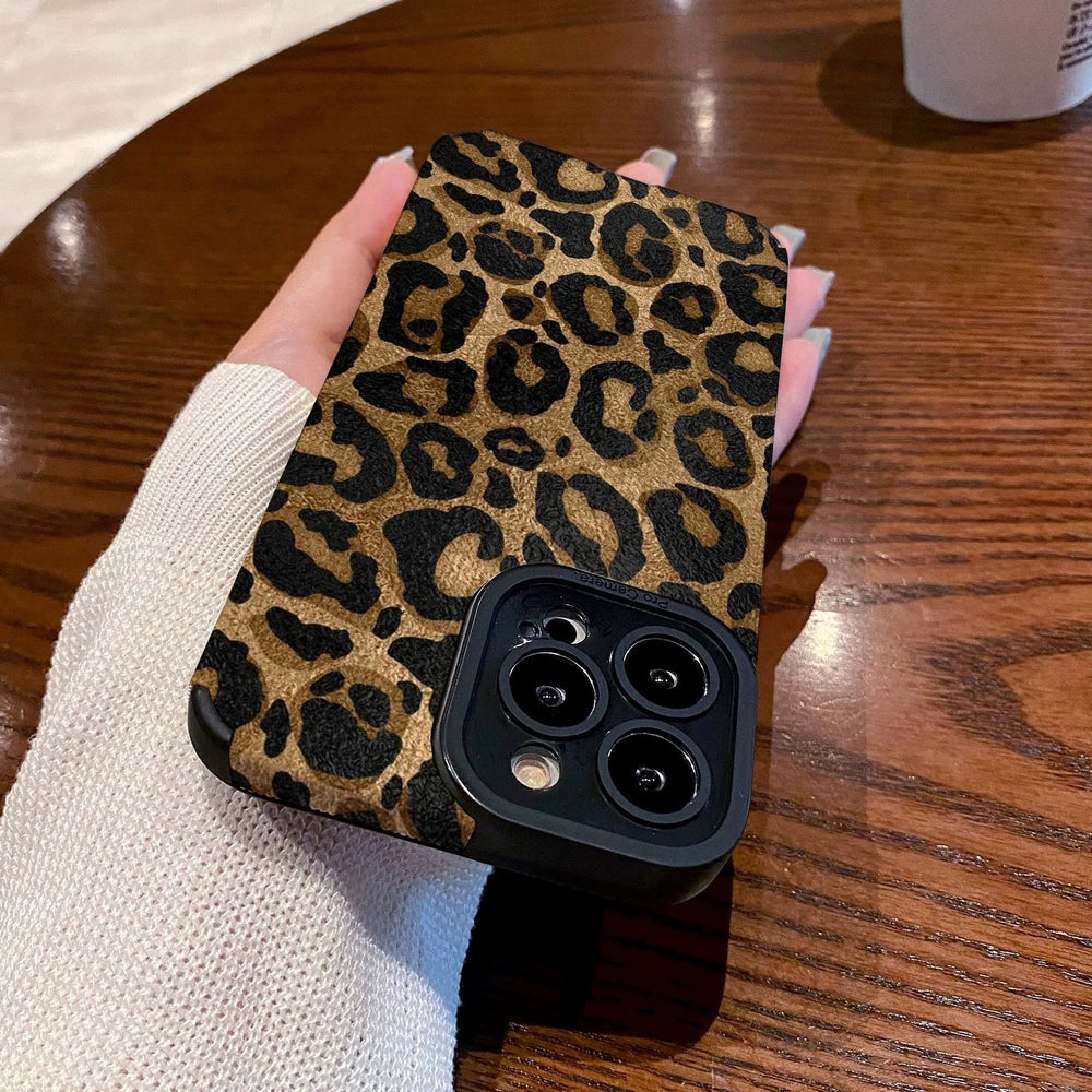 Fashion Gold Leopard Silicone Leather Case