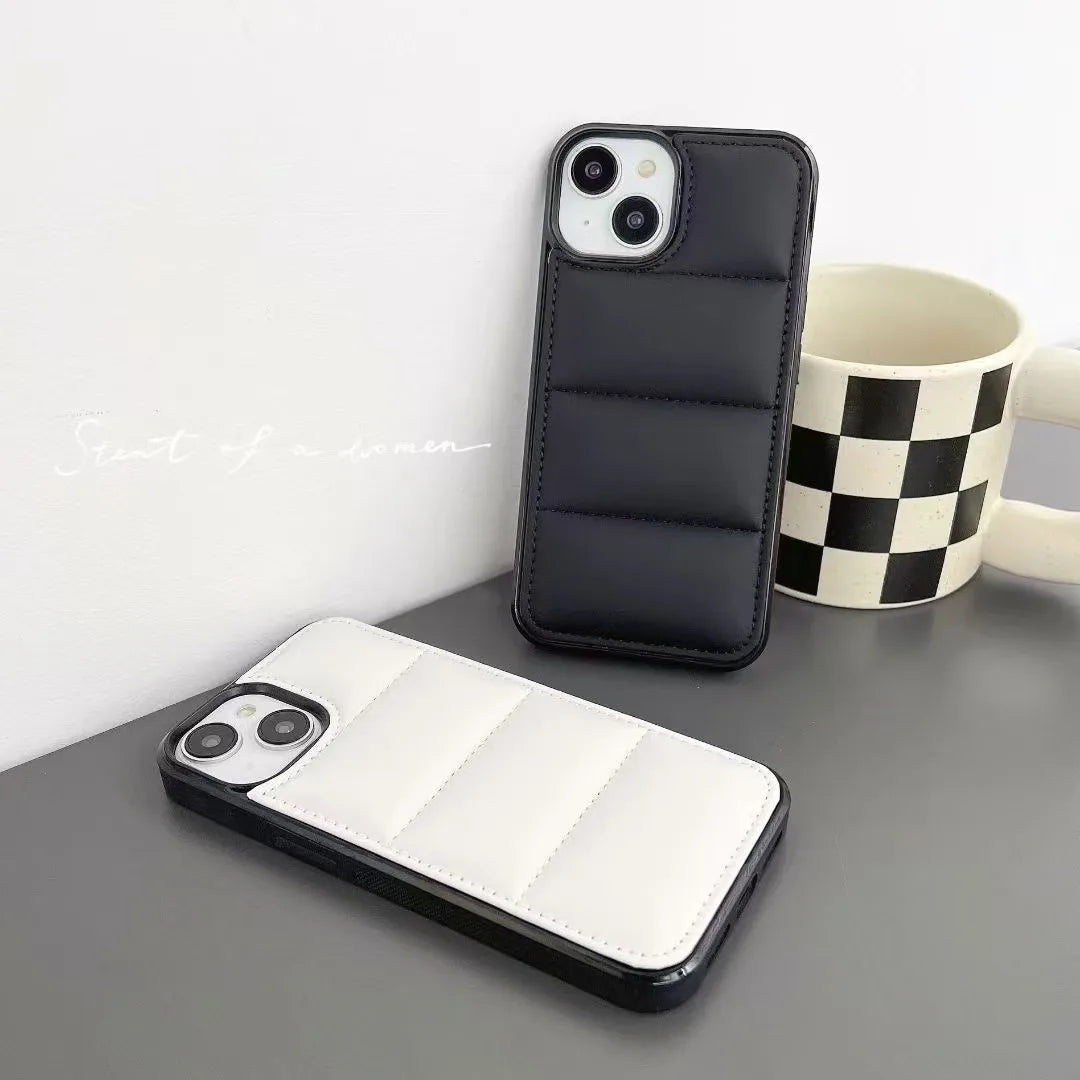 Luxury Down Jacket Puffer Solid Color Phone Case