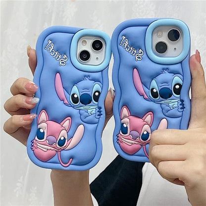 So Cute Stitch Cartoon Silicon Wave Side Soft Phone Case