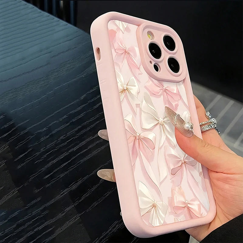 Bow-Knot Pink Bow Pattern Shockproof Soft TPU Phone Case