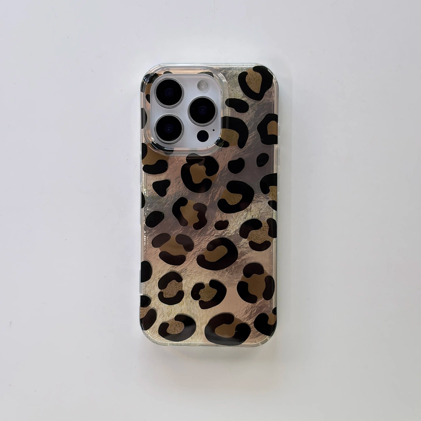 Fashion Black Leopard Print Pattern Glacier Texture Glossy Protective Phone Case
