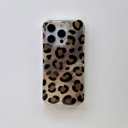 Fashion Black Leopard Print Pattern Glacier Texture Glossy Protective Phone Case