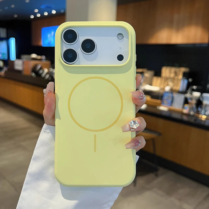 For Magsafe Magnetic Wireless Charging Luxury Solid Color Liquid Silicone Phone Case