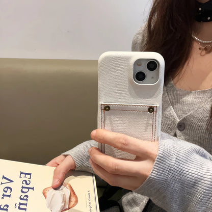 Retro Originality Denim Insert Card Card Pocket Shockproof Protective Phone Case