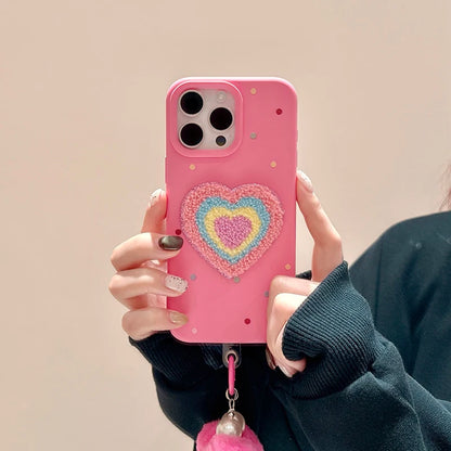 Rose Plush Love Heart TPU Phone Case