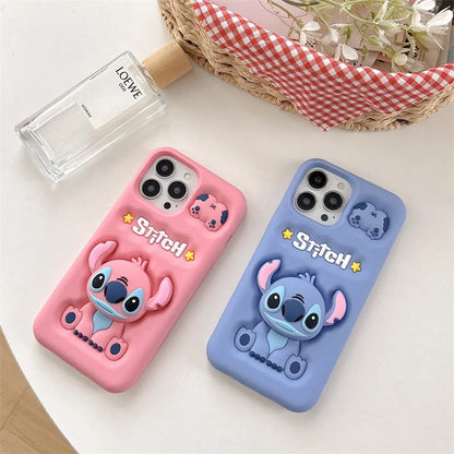 Cartoon Stitch Phone Case with Pop Holder for iPhone