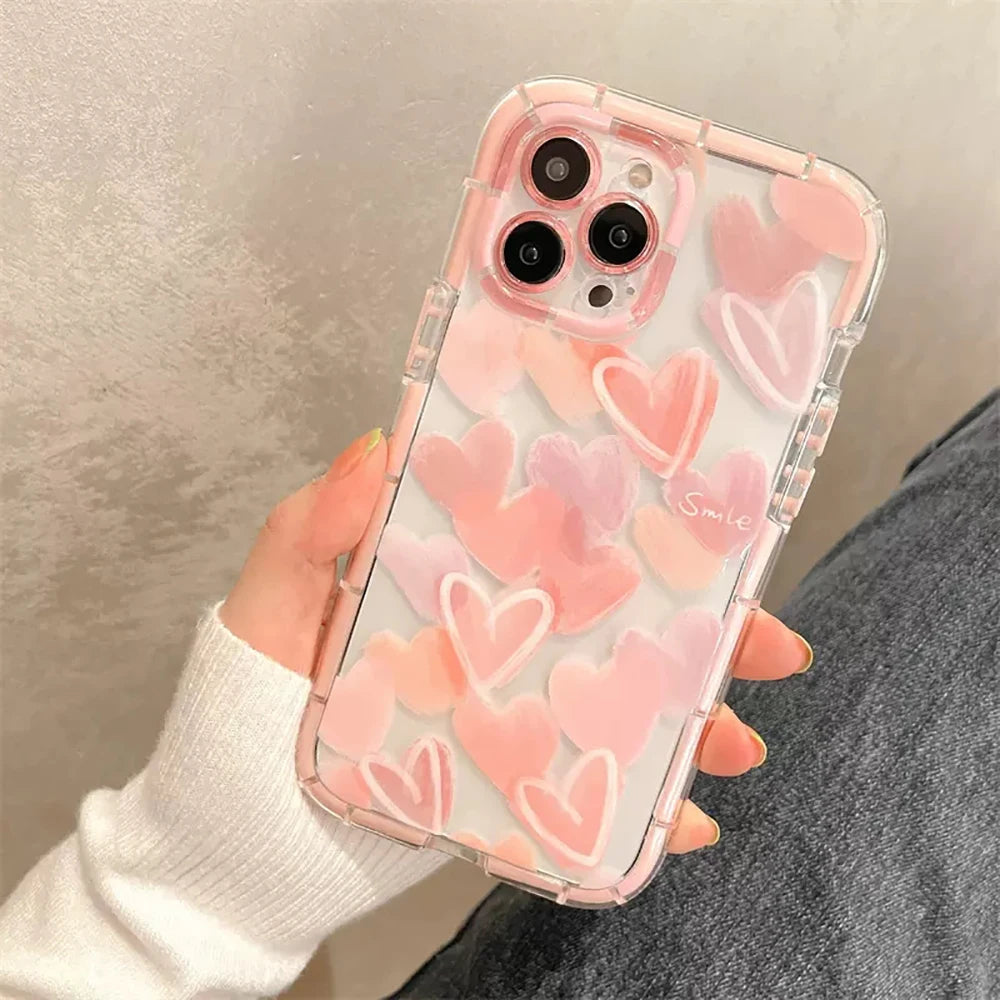 Cute Love Heart Soft Shockproof Bumper Transparent Phone Case