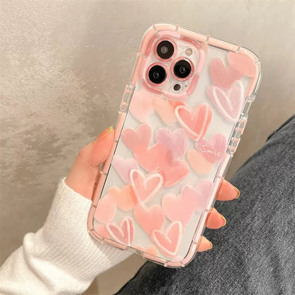 Cute Love Heart Soft Shockproof Bumper Transparent Phone Case