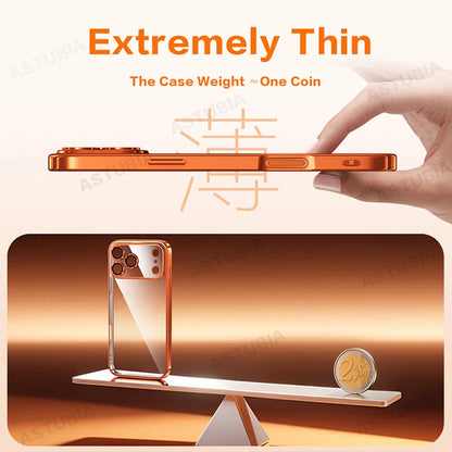 Luxury Plating TPU Orange Clear Phone Case