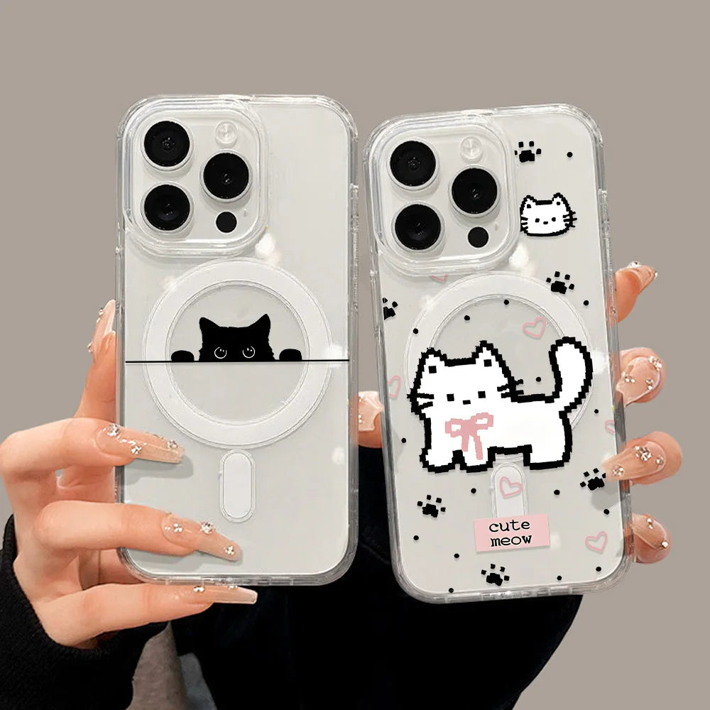 Cute Cat For Magsafe Wireless Charger Phone Case