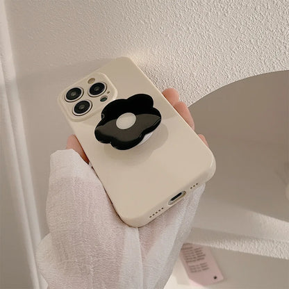 Luxury With Black Flower Bracket Holder Phone Case