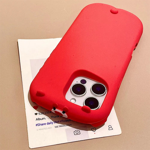 Fashion Red Cute 3D Bear Soft Silicone Phone Case