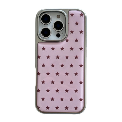 Cute Electroplated Frame Stars Pattern Pink Phone Case