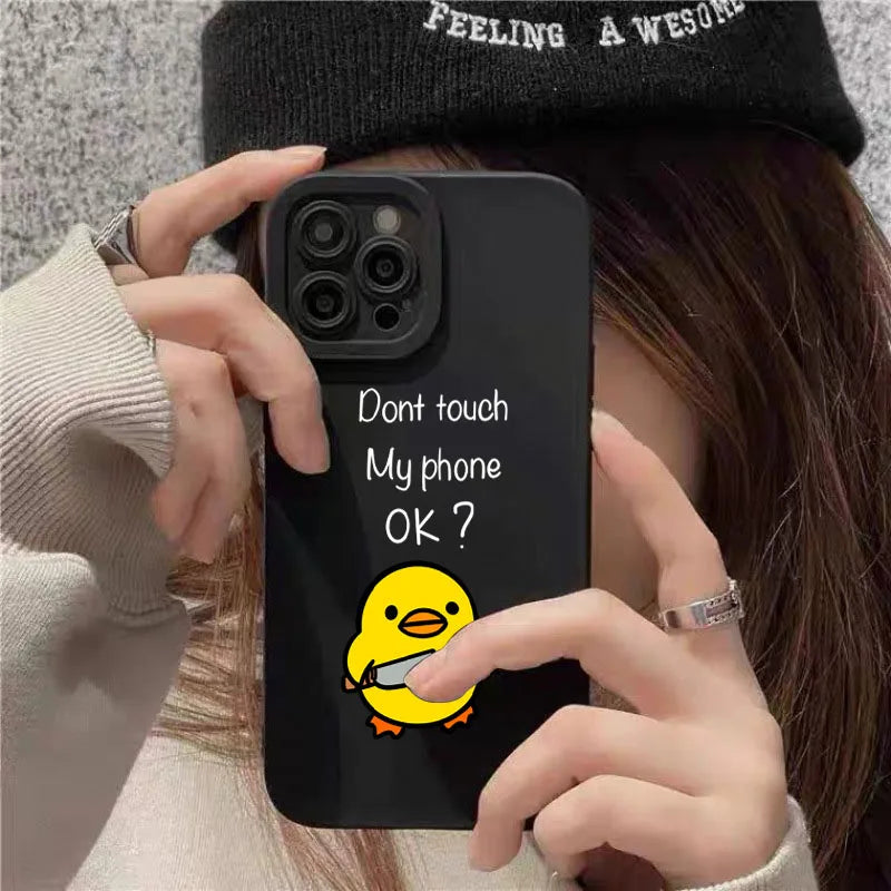 Cute Minimalist Cartoon Duck Silicone Phone Case
