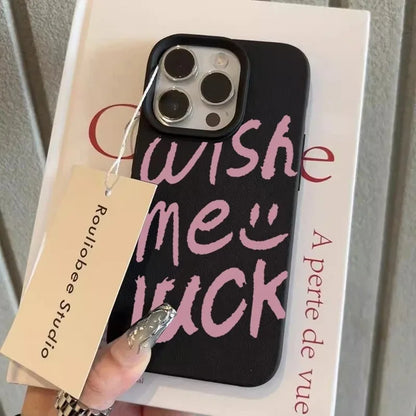 English Smiling Face Lichee Pattern Silicone Phone Case