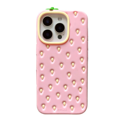 Fashion Cute 3D Pink Strawberry Soft Silicone Phone Case