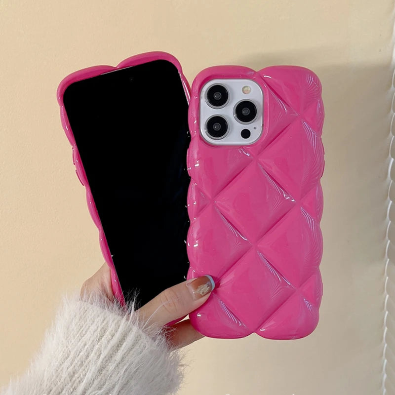 Rose Diamond Grid Pattern Phone Case