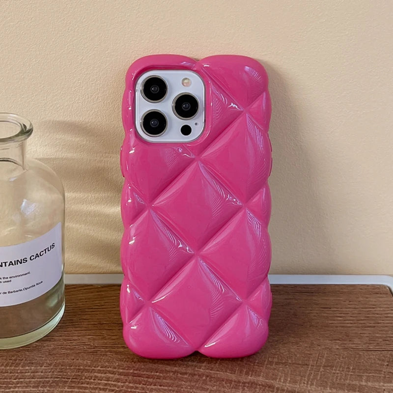 Rose Diamond Grid Pattern Phone Case