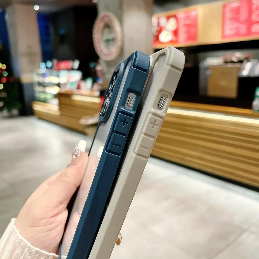 Luxury Matte Black Shockproof TPU Frame Clear Armor Phone Case