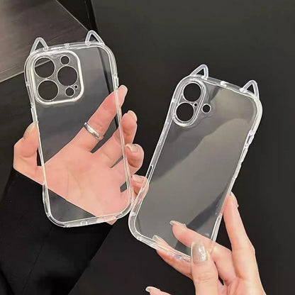 Cute Cat Ear Transparent CaseLuxury Transparent Phone Case