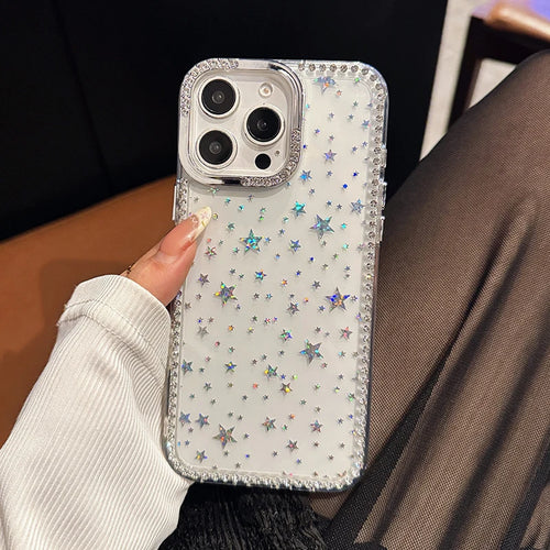Fashion Bling Glitter Diamond Star Transparent TPU Phone Case