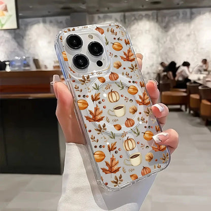 Pumpkin Autumn Leaves Coffee Phone Case